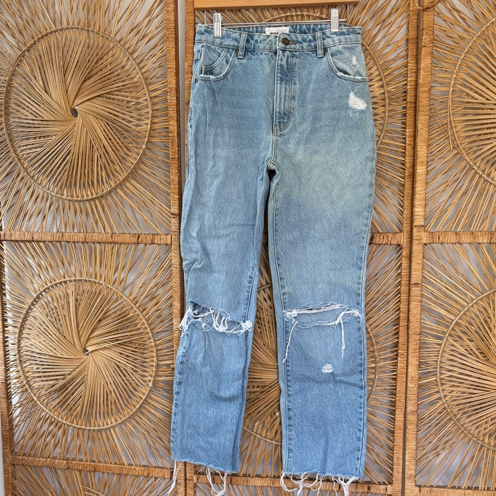 ROLLA'S original high rise straight  Distressed Blue Jeans g’day mate